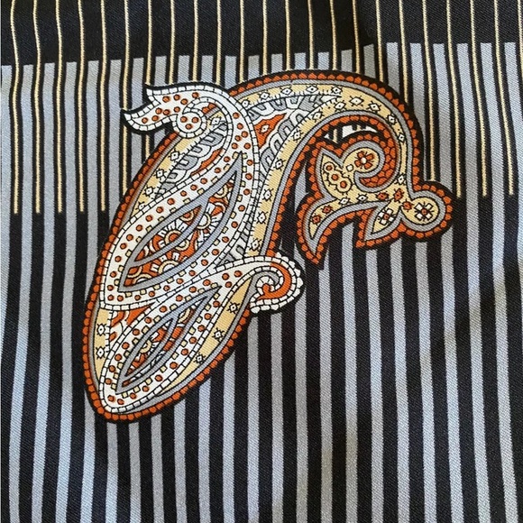 VTG Scarf Herman Pecker & Co. Made In Italy,Poly. 53” Stripe Paisley NOS, 80s - Picture 5 of 7